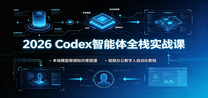 2026 Codex智能体全栈实战课：本地模型微调知识库搭建，视频办公数字人自动化教程-海桐网创