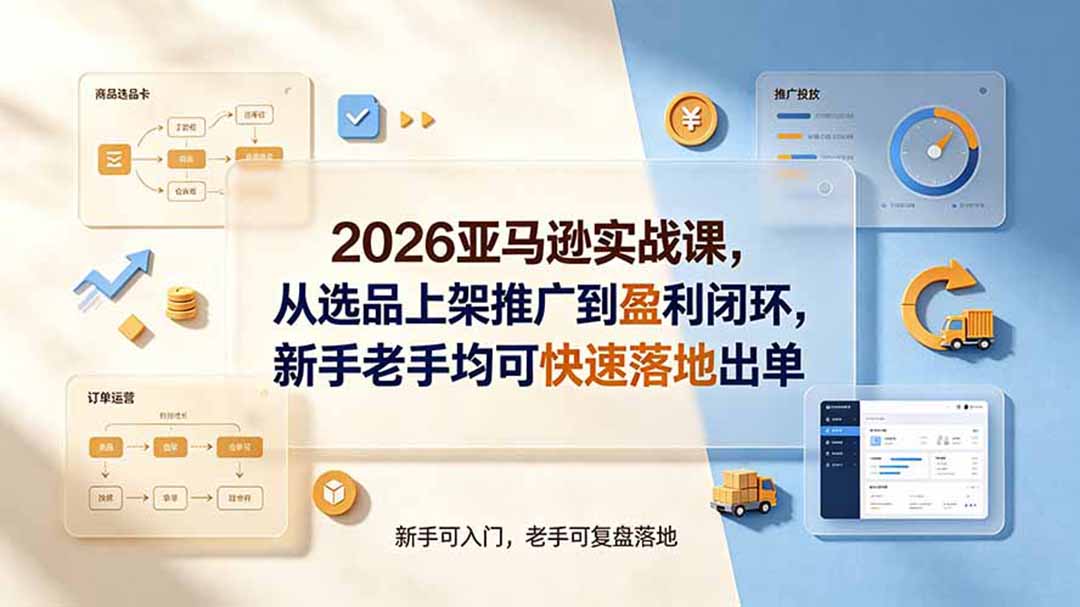 2026亚马逊实战课，从选品上架推广到盈利闭环，新手老手均可快速落地出单-海桐网创