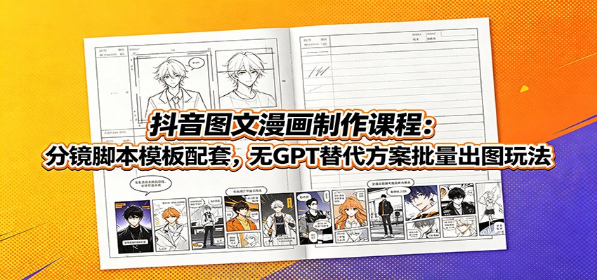 抖音图文漫画制作课程：分镜脚本模板配套，无GPT替代方案批量出图玩法-海桐网创