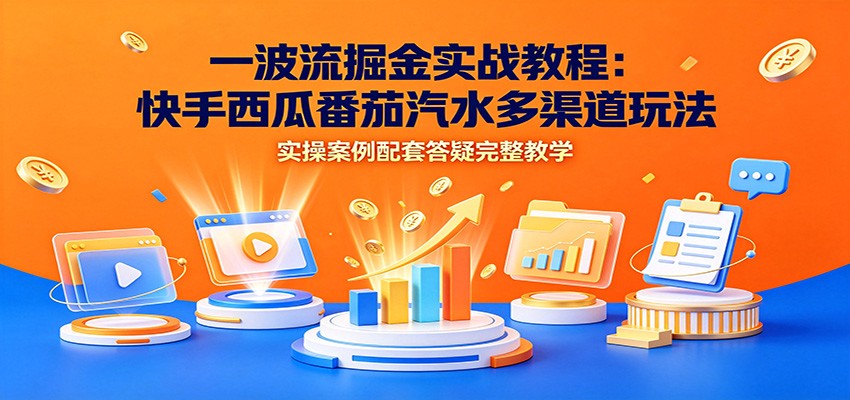 一波流掘金实战教程：快手西瓜番茄汽水多渠道玩法，实操案例配套答疑完整教学-海桐网创