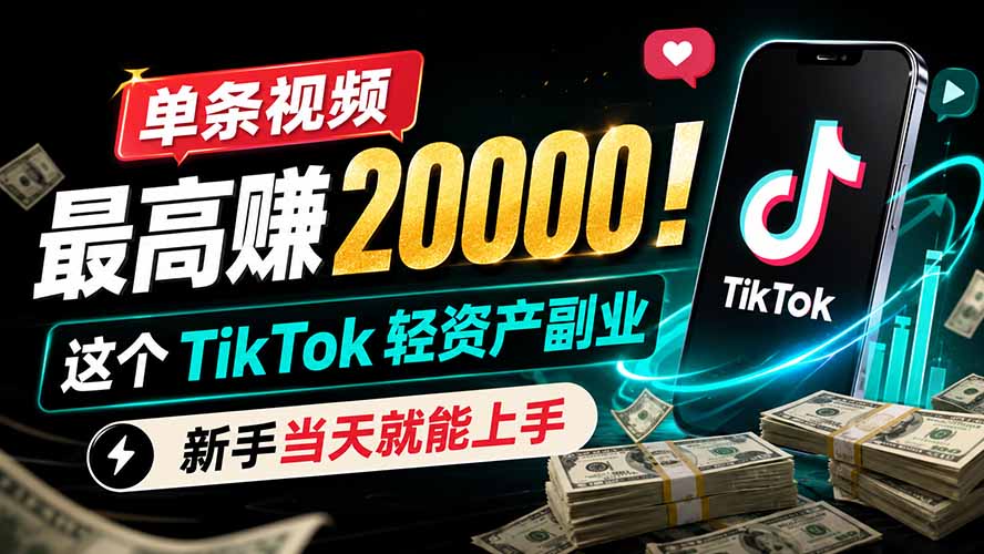 单条视频最高赚 20000！这个 TikTok 轻资产副业，新手当天就能上手-海桐网创