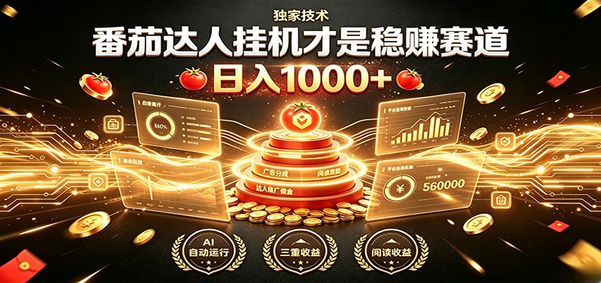 别再瞎找副业！番茄达人挂机才是稳赚赛道 日入1000+-海桐网创