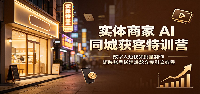 实体商家AI同城获客特训营：数字人短视频批量制作，矩阵账号搭建爆款文案引流教程-海桐网创