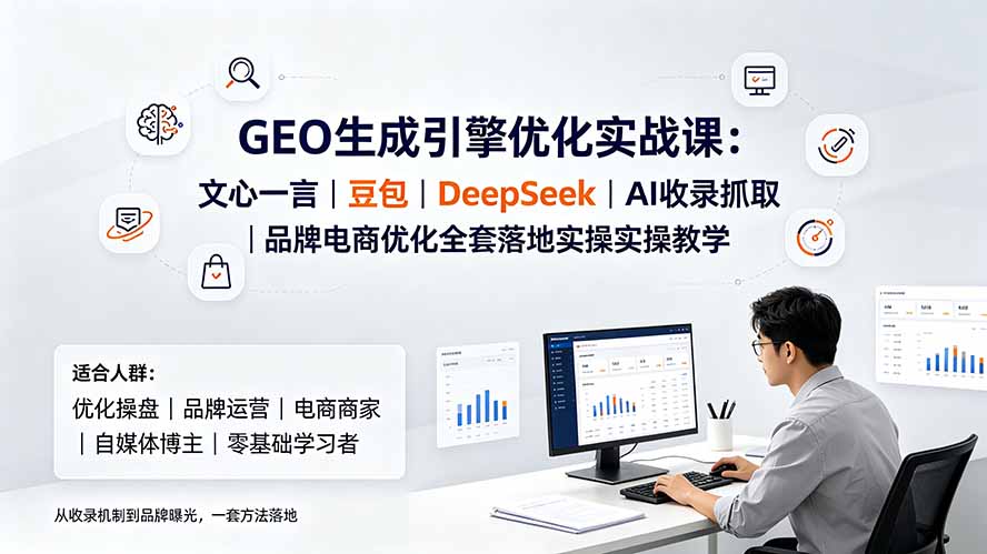 GEO生成引擎优化实战课：文心一言｜豆包｜DeepSeek｜AI收录抓取｜品牌电商优化全套落地实操教学-海桐网创