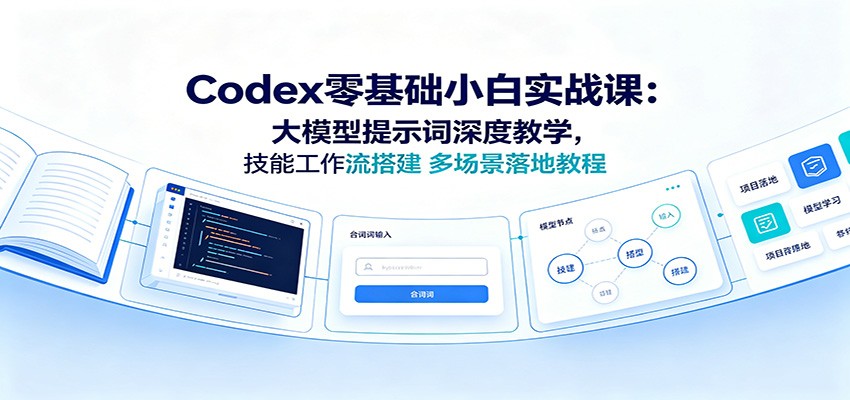 Codex零基础小白实战课：大模型提示词深度教学，技能工作流搭建多场景落地教程-海桐网创