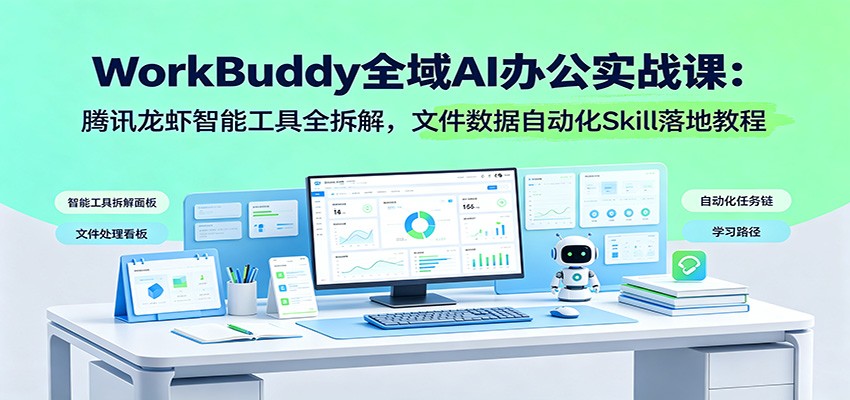 WorkBuddy全域AI办公实战课：腾讯龙虾智能工具全拆解，文件数据自动化Skill落地教程-海桐网创