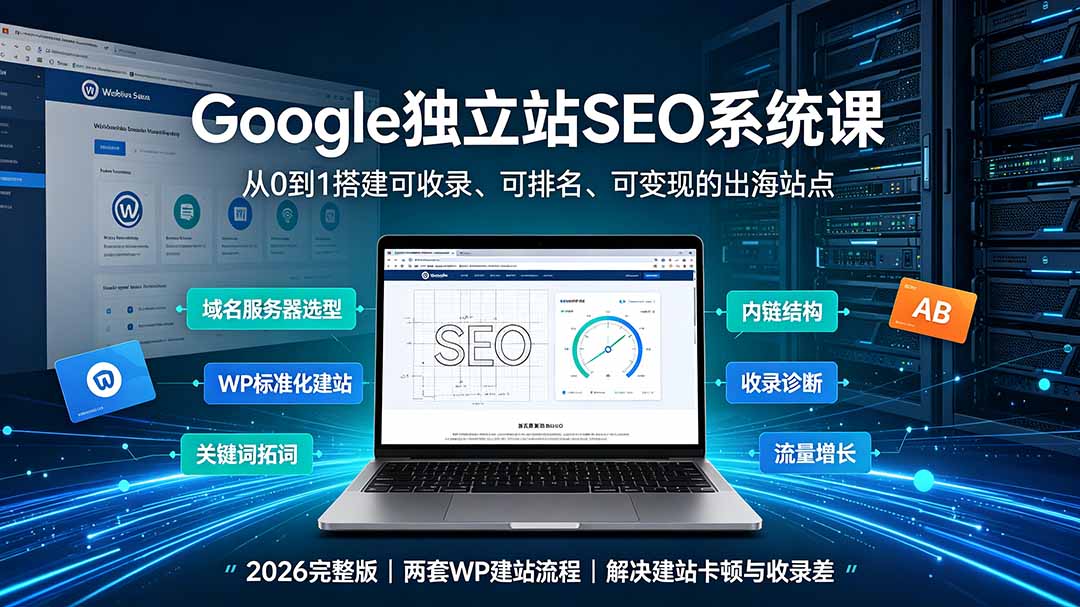 Google独立站SEO-7月系统课：出海基建×WordPress建站×AI内容生产×站内外优化×Search Console×AdSense变现-海桐网创