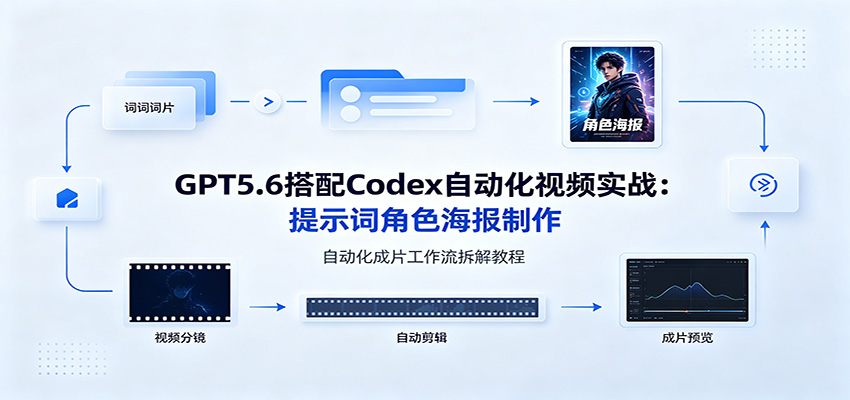 GPT5.6搭配Codex自动化视频实战：提示词角色海报制作，自动化成片工作流拆解教程-海桐网创