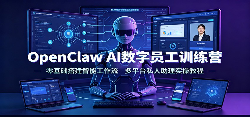 OpenClaw AI数字员工训练营：零基础搭建智能工作流，多平台私人助理实操教程-海桐网创