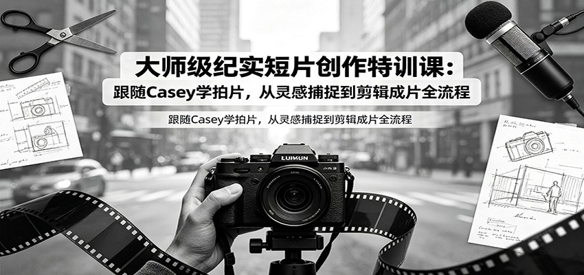 大师级纪实短片创作特训课：跟随Casey学拍片，从灵感捕捉到剪辑成片全流程-海桐网创