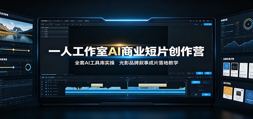 一人工作室AI商业短片创作营：全套AI工具库实操，光影品牌叙事成片落地教学-海桐网创