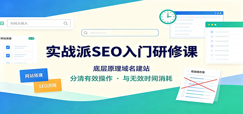 实战派SEO入门研修课：底层原理域名建站，分清有效操作与无效时间消耗-海桐网创