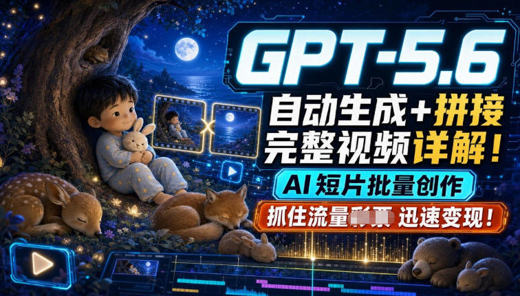 GPT-5.6自动生成＋拼接完整视频详解，AI短片批量创作，抓住流量迅速变现！-海桐网创