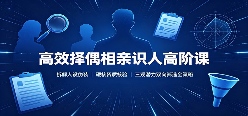高效择偶相亲识人高阶课：拆解人设伪装，硬核资质核验，三观潜力双向筛选全策略-云网创