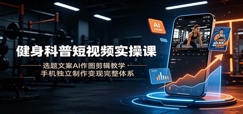 健身科普短视频实操课：选题文案AI作图剪辑教学，手机独立制作变现完整体系-云网创
