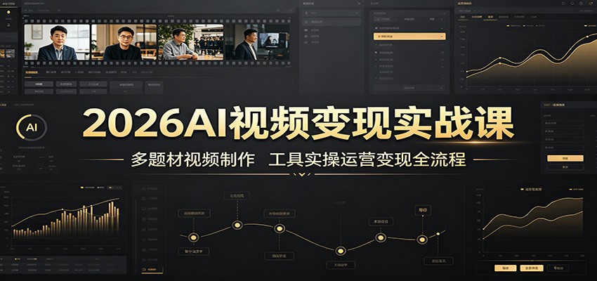 2026AI视频变现实战课：多题材视频制作，工具实操运营变现全流程-海桐网创
