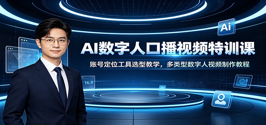 AI数字人口播视频特训课：账号定位工具选型教学，多类型数字人视频制作教程-海桐网创