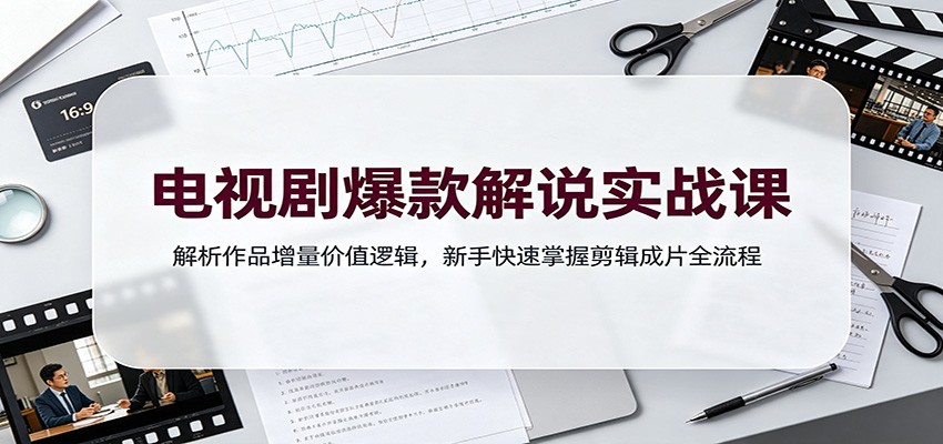 电视剧爆款解说实战课：解析作品增量价值逻辑，新手快速掌握剪辑成片全流程-海桐网创