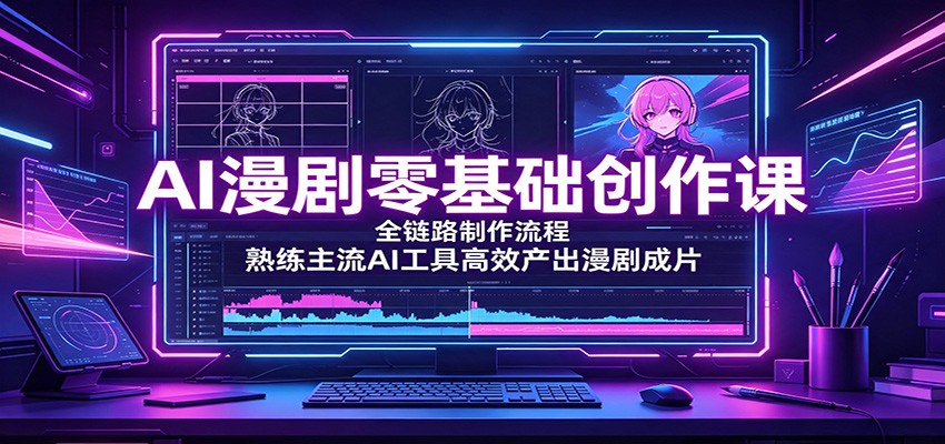AI漫剧零基础创作课：全链路制作流程，熟练主流AI工具高效产出漫剧成片-海桐网创