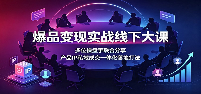 爆品变现实战线下大课：多位操盘手联合分享，产品IP私域成交一体化落地打法-海桐网创