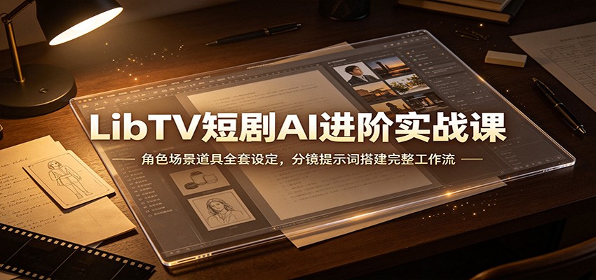 LibTV短剧AI进阶实战课：角色场景道具全套设定，分镜提示词搭建完整工作流-海桐网创