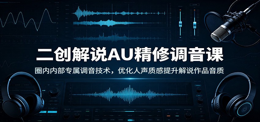 二创解说AU精修调音课：圈内内部专属调音技术，优化人声质感提升解说作品音质-海桐网创
