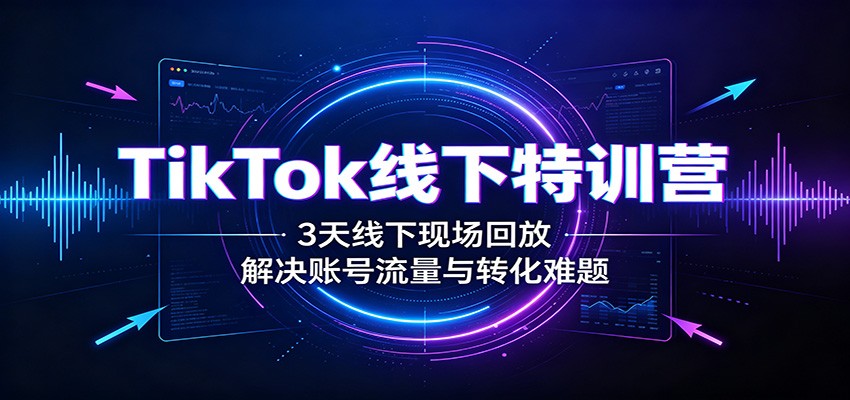 TikTok线下特训营：3天线下现场回放，解决账号流量与转化难题-海桐网创