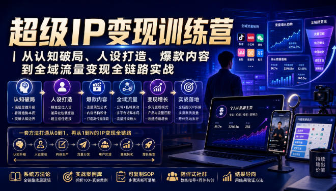 超级IP变现训练营|从认知破局、人设打造、爆款内容到全域流量变现全链路实战-海桐网创