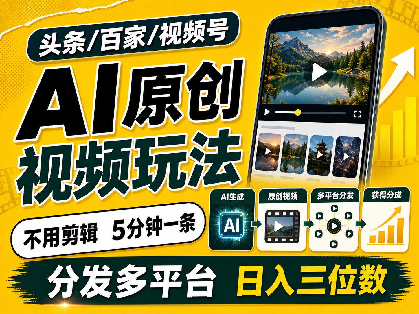2026头条百家号升级玩法 5分钟一条原创视频 发多平台赚收-海桐网创