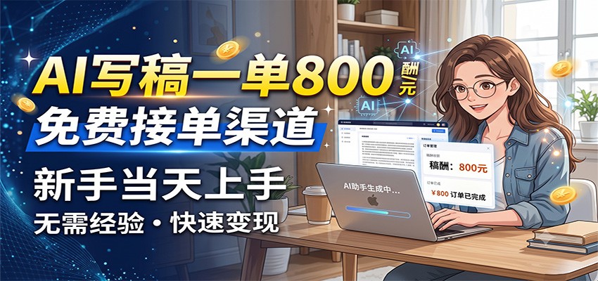 AI写稿一单800，免费接单渠道，一单一结几十到上千，新手当天上手-海桐网创