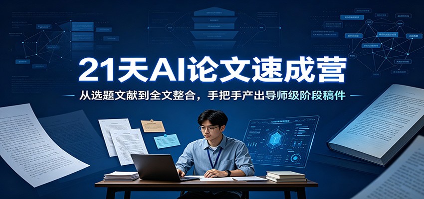 21天AI论文速成营：从选题文献到全文整合，手把手产出导师级阶段稿件-海桐网创