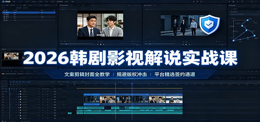 2026韩剧影视解说实战课：文案剪辑封面全教学，规避版权冲击平台精选签约通道-海桐网创