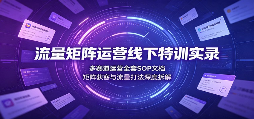 流量矩阵运营线下特训实录：多赛道运营全套SOP文档，矩阵获客与流量打法深度拆解-海桐网创