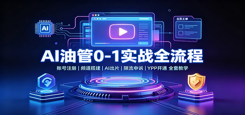 AI油管0-1实战：账号注册频道搭建，AI出片，限流申诉，YPP开通全套教学-海桐网创