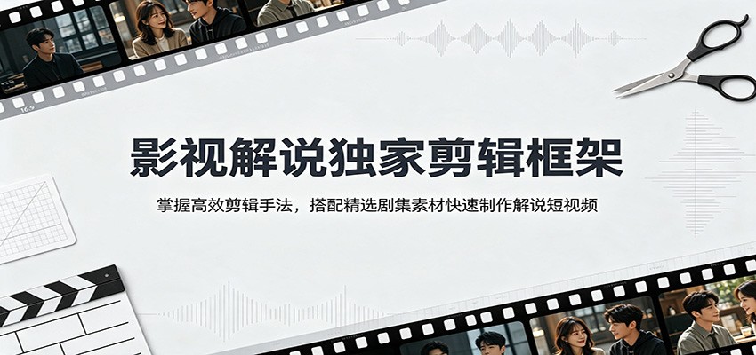 影视解说独家剪辑框架:掌握高效剪辑手法,搭配精选剧集素材快速制作解说短视频-海桐网创