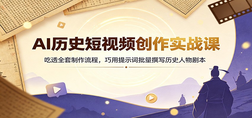 AI历史短视频创作实战课：吃透全套制作流程，巧用提示词批量撰写历史人物剧本-海桐网创