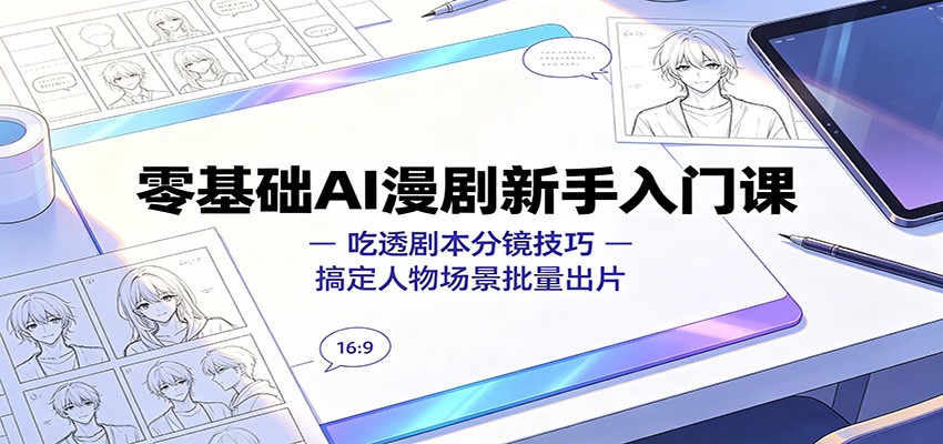 零基础AI漫剧新手入门课：吃透剧本分镜技巧，搞定人物场景批量出片-海桐网创