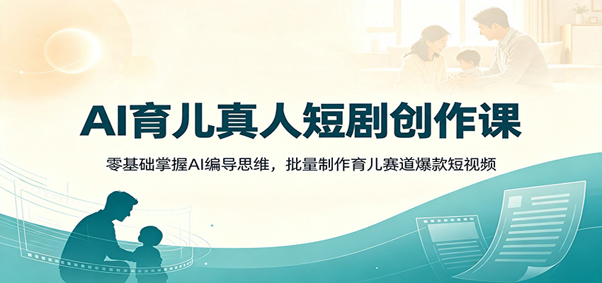AI育儿真人短剧创作课：零基础掌握AI编导思维，批量制作育儿赛道爆款短视频-海桐网创