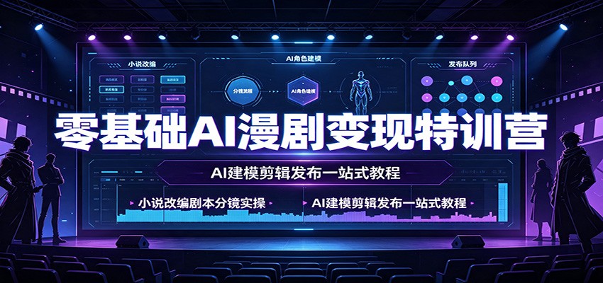 零基础AI漫剧变现特训营：小说改编剧本分镜实操，AI建模剪辑发布一站式教程-海桐网创