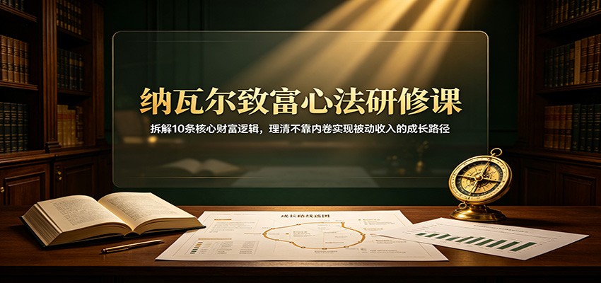 纳瓦尔致富心法研修课：拆解10条核心财富逻辑，理清不靠内卷实现被动收入的成长路径-海桐网创