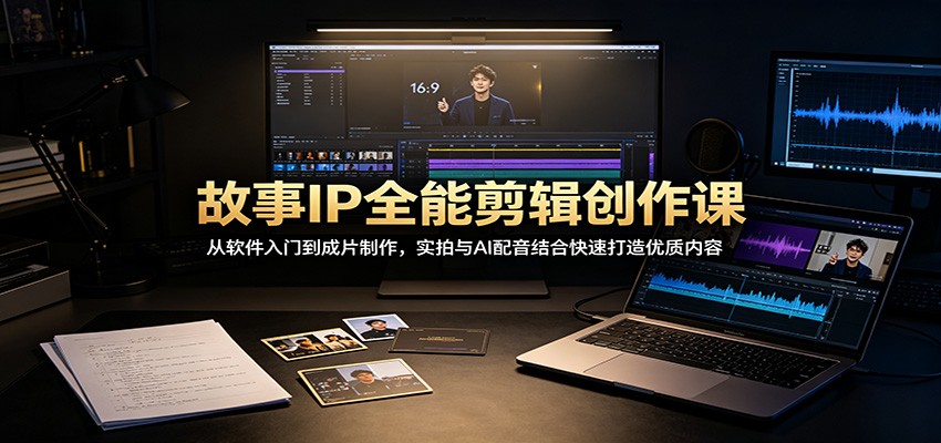 故事IP全能剪辑创作课：从软件入门到成片制作，实拍与AI配音结合快速打造优质内容-海桐网创
