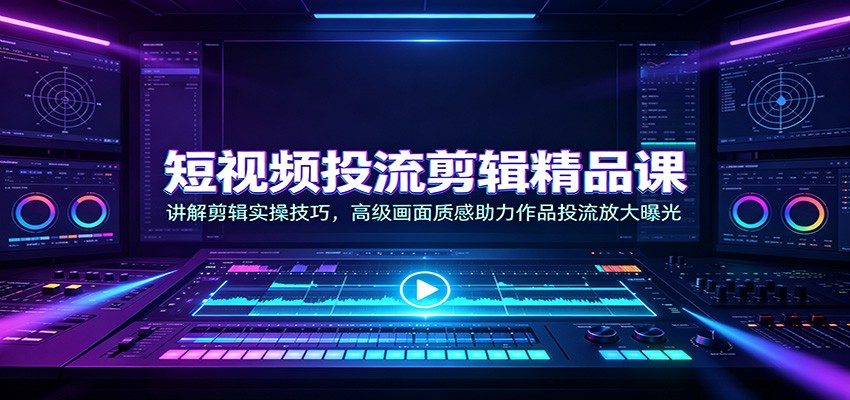 短视频投流剪辑精品课:讲解剪辑实操技巧,高级画面质感助力作品投流放大曝光-海桐网创