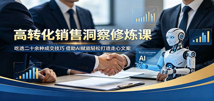 高转化销售洞察修炼课：吃透二十余种成交技巧，借助AI赋能轻松打造走心文案-海桐网创