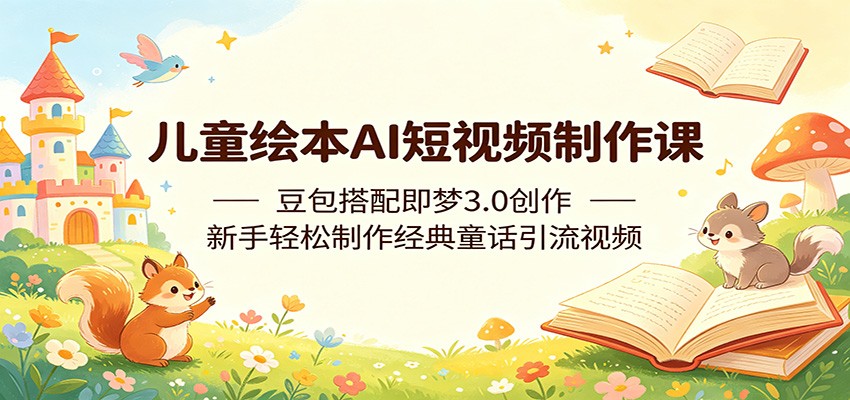 儿童绘本AI短视频制作课：豆包搭配即梦3.0创作，新手轻松制作经典童话引流视频-海桐网创