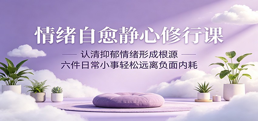 情绪自愈静心修行课：认清抑郁情绪形成根源，六件日常小事轻松远离负面内耗-海桐网创