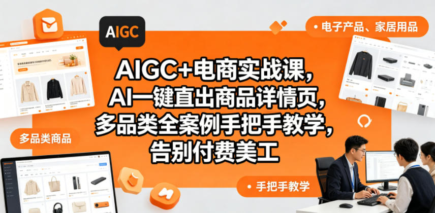 AIGC+电商实战课,AI一键直出商品详情页,多品类全案例手把手教学,告别付费美工(更新0820)-海桐网创