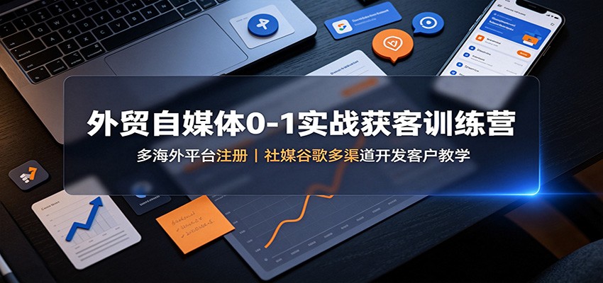 外贸自媒体0-1实战获客训练营：多海外平台注册，社媒谷歌多渠道开发客户教学-海桐网创