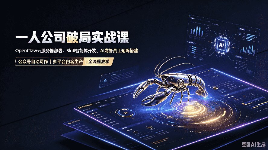 一人公司破局实战课|OpenClaw云服务器部署、Skill智能体开发、AI龙虾员工矩阵搭建,公众号自动写作与多平台内容...-海桐网创
