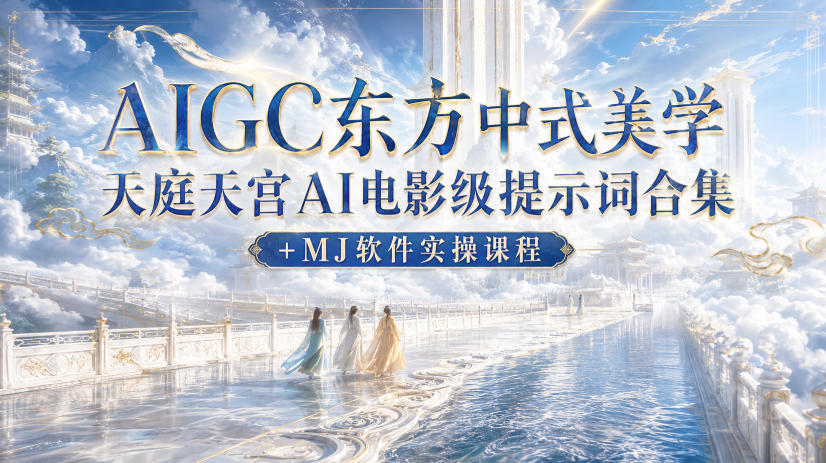 AIGC东方中式美学天庭天宫AI电影级提示词合集+MJ软件实操课程-海桐网创