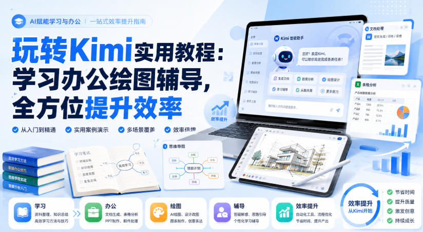 玩转Kimi实用教程:学习办公绘图辅导,全方位提升效率-海桐网创